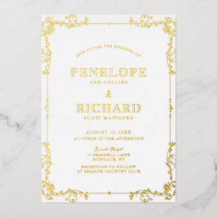 Ornate Vintage Swirl Border Wedding Gold