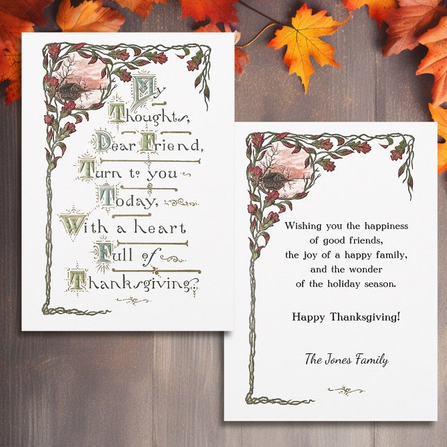 Ornate Vintage Thanksgiving Greeting Holiday Card (Creator Uploaded)