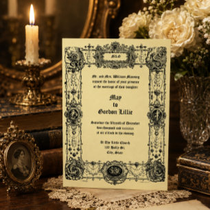 Ornate Vintage Victorian Era 1840 Border Wedding Invitation