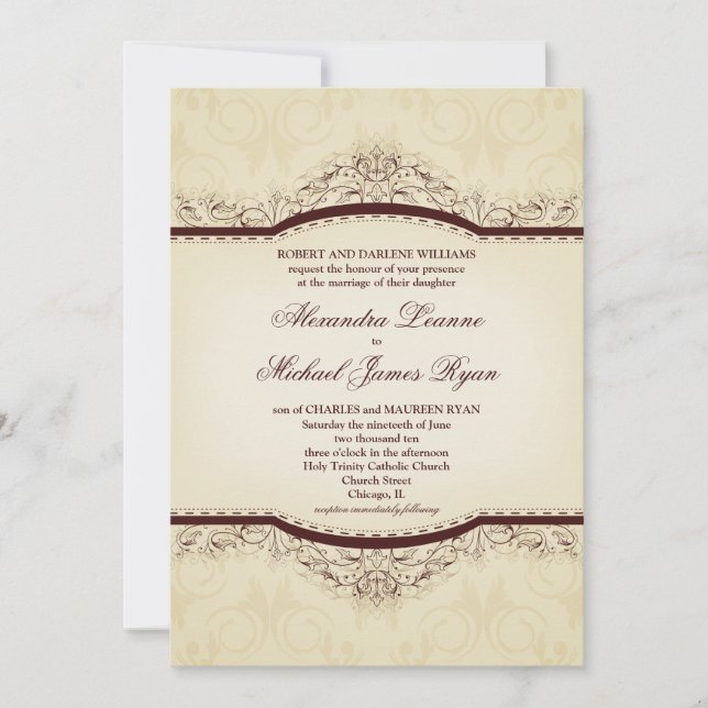 Ornate Vintage Wedding Invitations (Front)