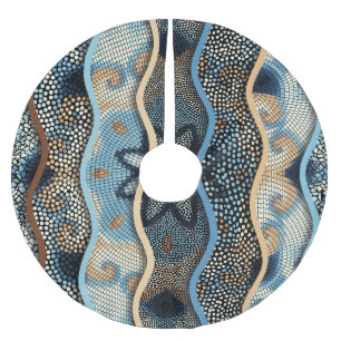 Ornate Waves: Mosaic Tile Texture. Brushed Polyester Tree Skirt