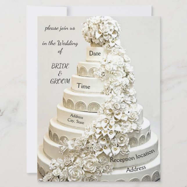 “Ornate Wedding Cake” Wedding Invitation (Front)