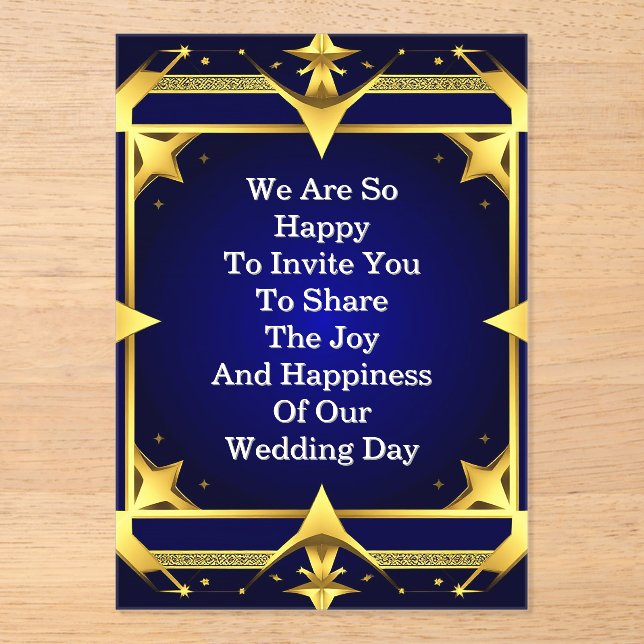 Ornate Wedding Gold Frame Acrylic Invitations (Front)