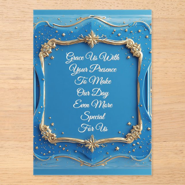 Ornate Wedding Gold Frame Acrylic Invitations (Front)