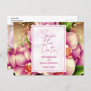 Ornate Wedding Photo QR Code Announcement Postcard