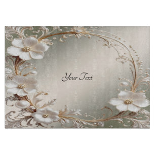 Ornate White Floral Cutting Board