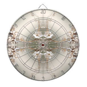 Ornate White Floral Dartboard