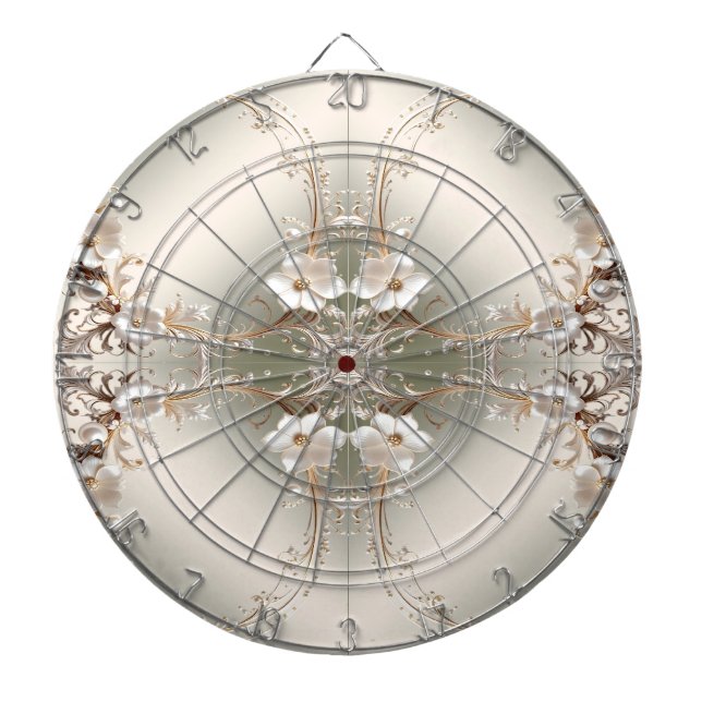 Ornate White Floral Dartboard (Front)