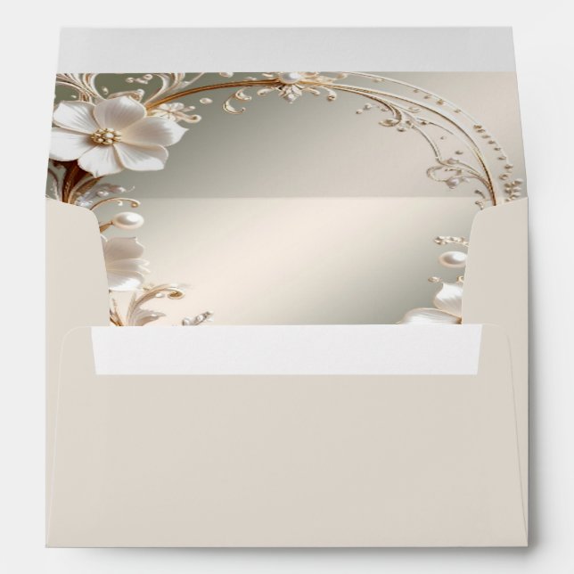 Ornate White Floral Frame Envelope (Back (Bottom))