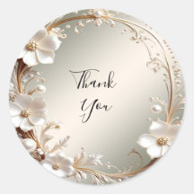 Ornate White Floral Frame Sticker