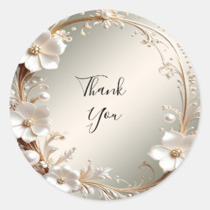 Ornate White Floral Frame Sticker