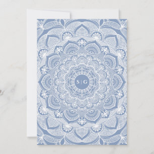 Ornate White floral lace dusty blue mandala Invitation