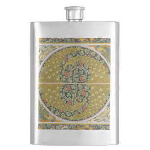 Ornate William Morris Style Peacock Grapevine Art Hip Flask