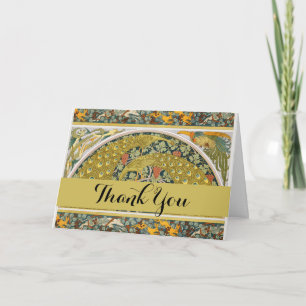 Ornate William Morris Style Peacock Grapevine Art Thank You Card