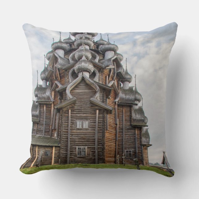 Ornate wooden church, Russia Cushion (Front)
