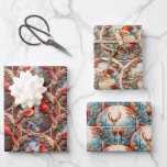 Ornate Woodland Folk Christmas  Wrapping Paper Sheet<br><div class="desc">Ornate Woodland Folk Christmas Wrapping.  Featuring red robins,  deer and Santa</div>