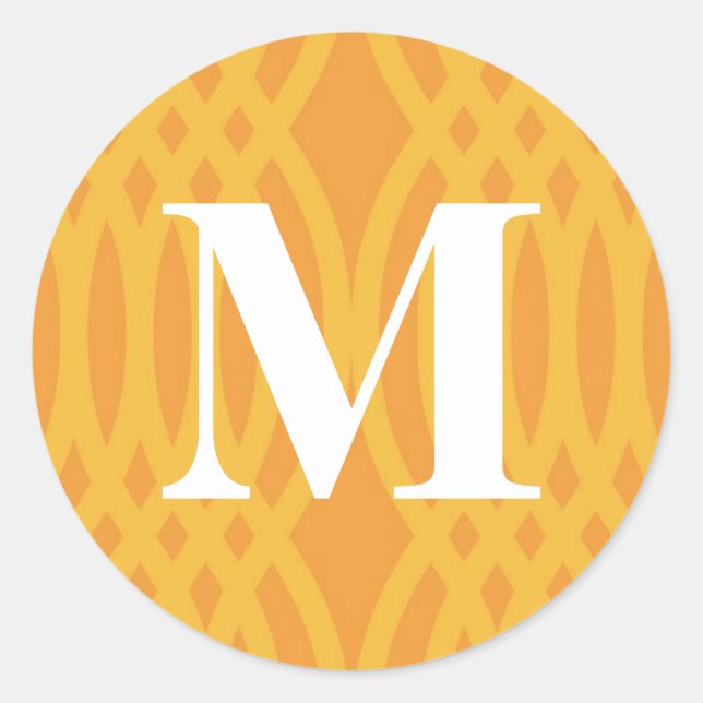 Ornate Woven Monogram - Letter M Classic Round Sticker (Front)