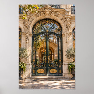 Ornate Wrought Iron Gate and Stone Arch Wall Art