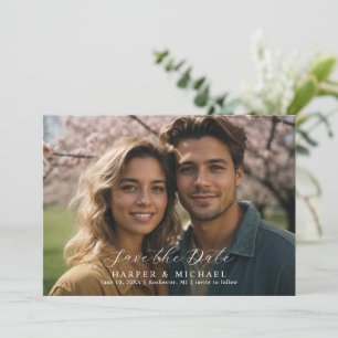 Ornated wedding photo save the date invitation