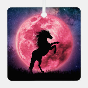 Ornement En Métal Le cheval et la lune rose Metal Tree Decoration