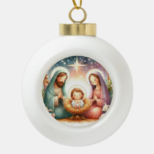 Ornement Nativity Ceramic Ball Christmas Ornament