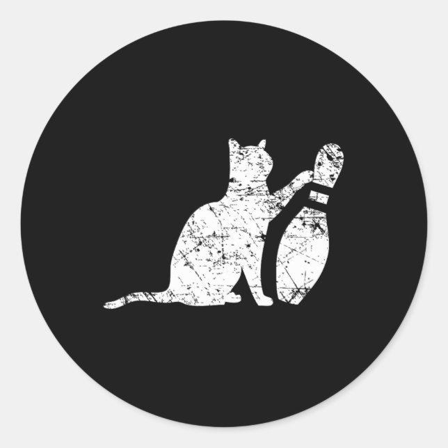 Ornery Alley Cat Tipping Bowling Pin Funny Team Gi Classic Round Sticker (Front)