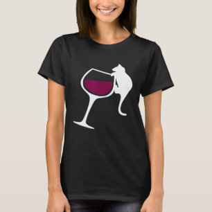 Ornery Cat Tipping Wine Glass Funny Crazy Cat T-Shirt