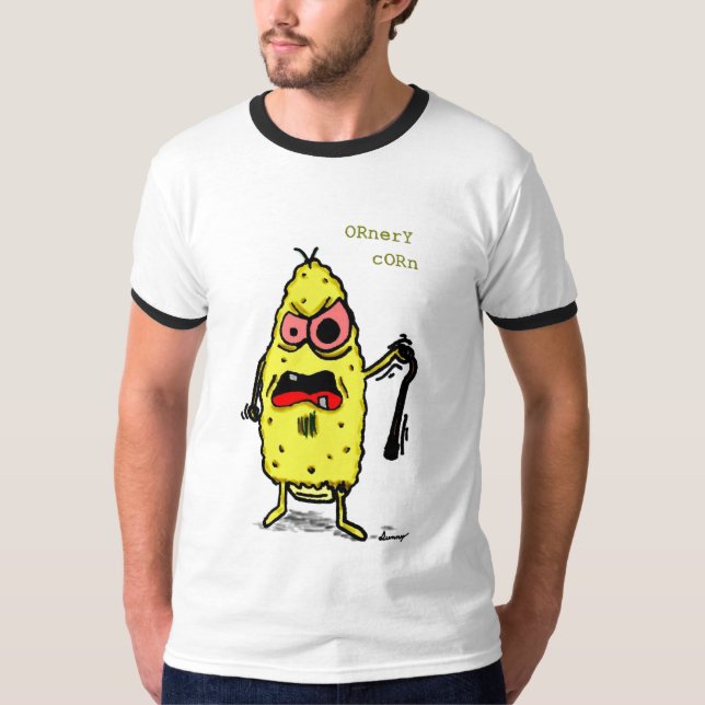 Ornery Corn Mens Ringer T-Shirt (Front)