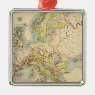 Orographic map of Europe Metal Tree Decoration