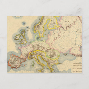Orographic map of Europe Postcard