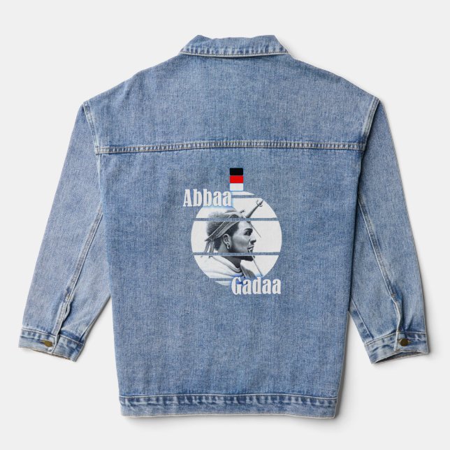 Oromo culture cultural dress tradition Abbaa Gada  Denim Jacket (Back)