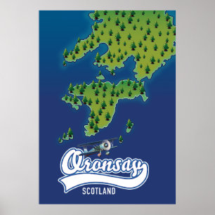 Oronsay Scotland island map Poster