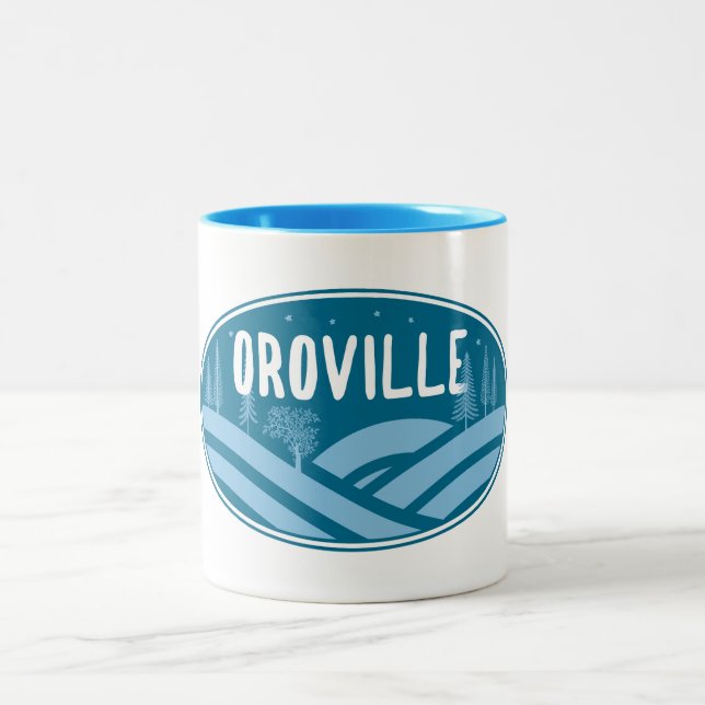 Oroville California Outdoors Two-Tone Coffee Mug (Center)