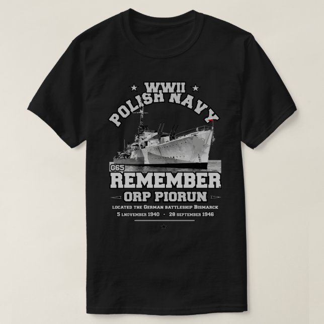 ORP PIORUN G65 Polish Navy ww2 T-Shirt (Design Front)