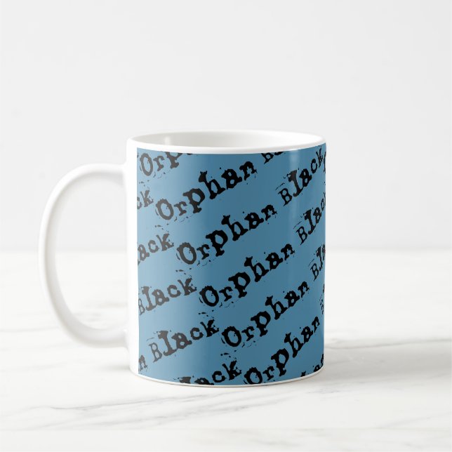Orphan Black repeat pattern distressed font tv sho Coffee Mug (Left)