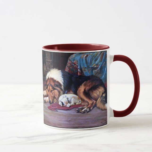 Orphan Dog with Collie Vintage Art Mug (Right)