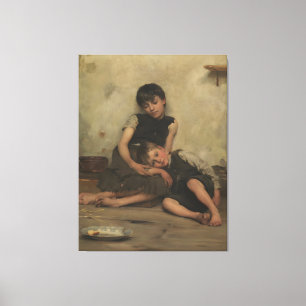 "Orphans" by Thomas Kennington (1885) - London, UK Canvas Print