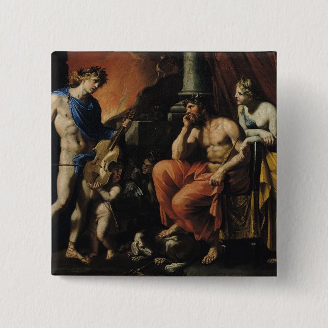 Orpheus before Pluto and Persephone 15 Cm Square Badge (Front)