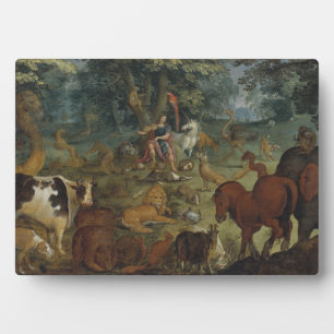Orpheus Charming the Beasts (oil on panel) Plaque