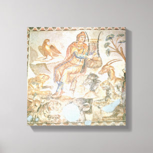 Orpheus playing to the animals, Roman mosaic Canvas Print