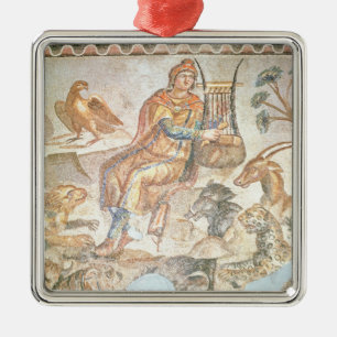 Orpheus playing to the animals, Roman mosaic Metal Tree Decoration
