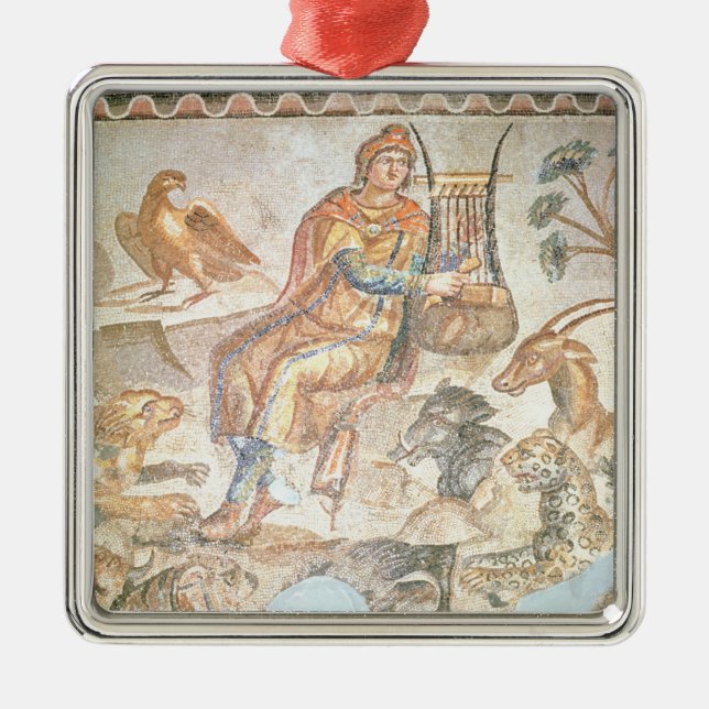 Orpheus playing to the animals, Roman mosaic Metal Tree Decoration (Front)