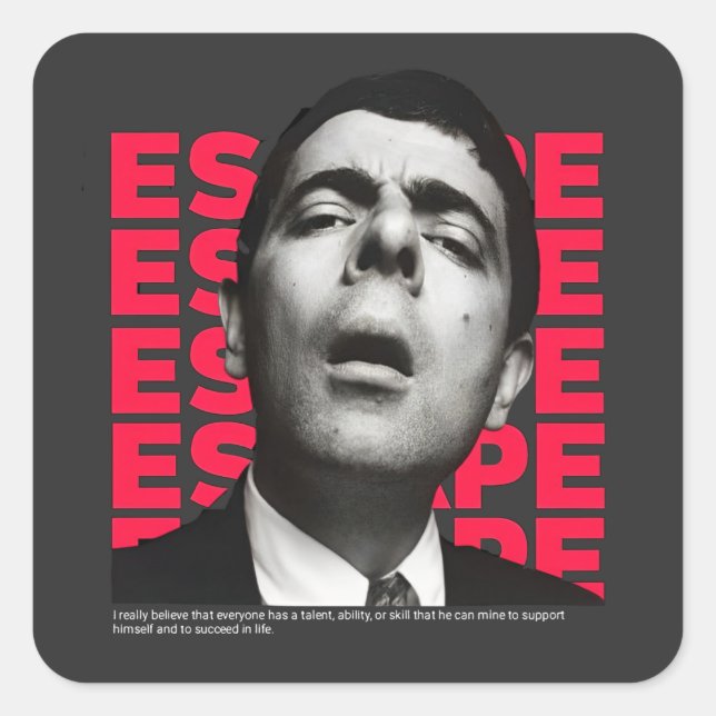 Orphic Mr Bean Escape Design Square Sticker (Front)