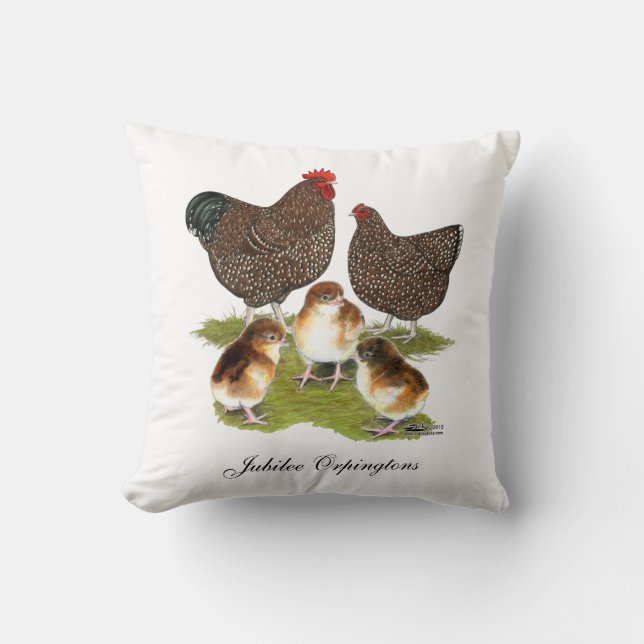 Orpington Jubilee Chicken Family Cushion (Front)