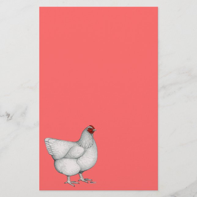 Orpington White Hen Stationery (Front)