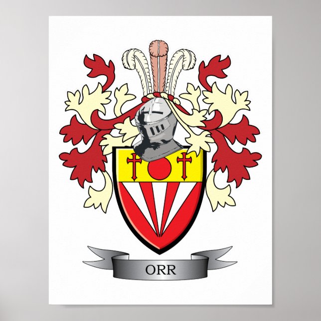 Orr Family Crest Coat of Arms Poster (Front)
