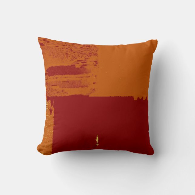 Orrange, Brown Retro Art Deco Pillow (Front)