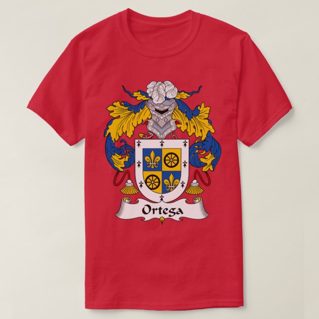Ortega Coat of Arms Family Crest  T-Shirt (Design Front)