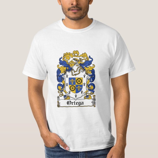 Ortega Family Crest - Ortega Coat of Arms T-Shirt (Front)