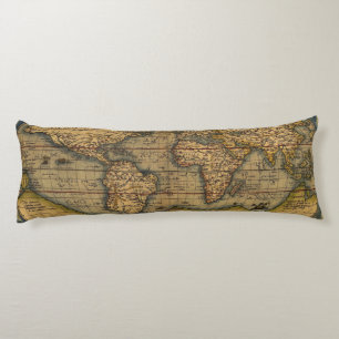 Ortelius 1570 World Map: Antique Cartography Body Cushion